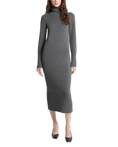 Michael Kors Merino Wool Turtleneck Long Sleeve Dress In Gray