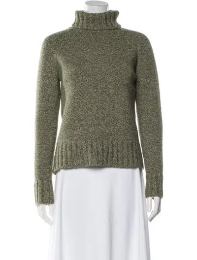 Pre-owned Michael Kors Merino Wool Turtleneck Sweater In Green