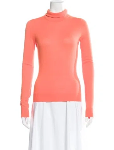 Pre-owned Michael Kors Merino Wool Turtleneck Sweater In Orange