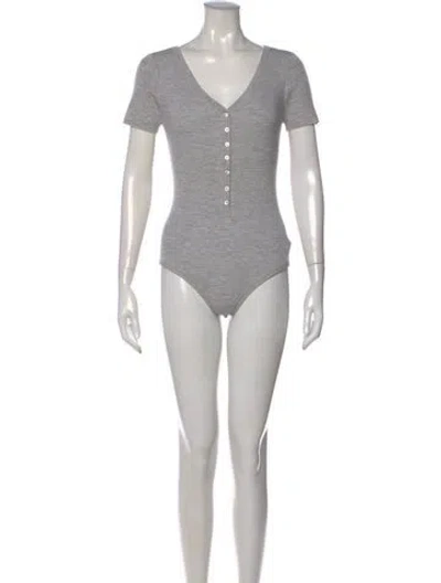 Pre-owned Michael Kors Merino Wool V-neck Bodysuit In Gray