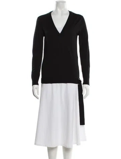 Pre-owned Michael Kors Merino Wool V-neck Sweater In Black