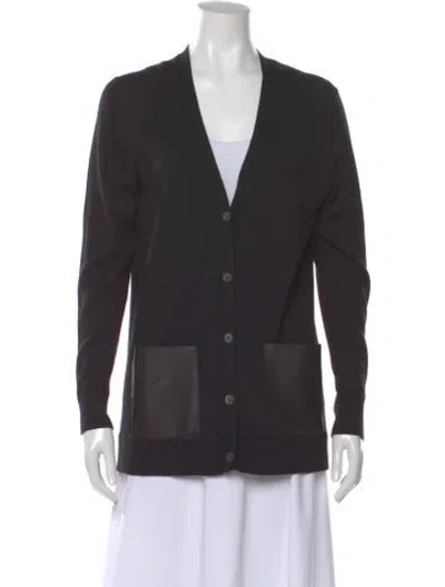 Pre-owned Michael Kors Merino Wool V-neck Sweater In Black