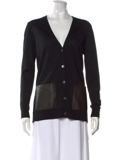 Pre-owned Michael Kors Merino Wool V-neck Sweater In Black