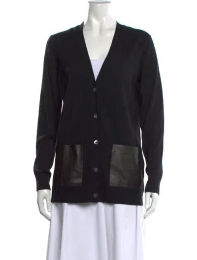Pre-owned Michael Kors Merino Wool V-neck Sweater In Black