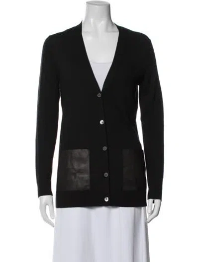Pre-owned Michael Kors Merino Wool V-neck Sweater In Black