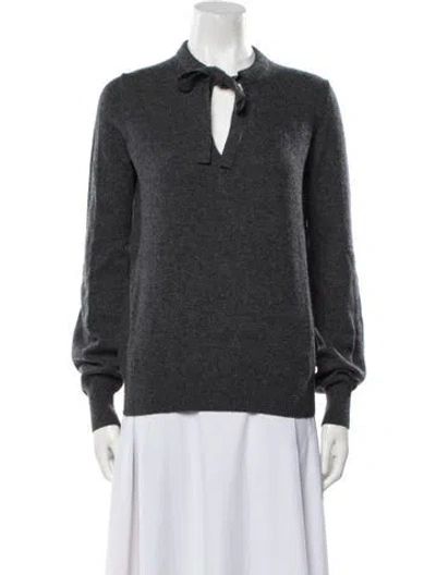 Pre-owned Michael Kors Merino Wool V-neck Sweater In Gray