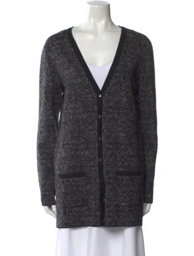 Pre-owned Michael Kors Merino Wool V-neck Sweater In Gray