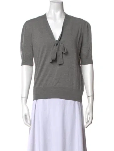 Pre-owned Michael Kors Merino Wool V-neck Sweater In Grey
