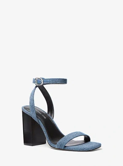 Michael Kors Merriam Denim Block Heel Sandal In Blue