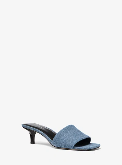 Michael Kors Merriam Denim Kitten Heel Sandal In Blue