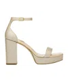 Michael Kors Merriam Glitter Embellished Leather Platform Sandal In Gold