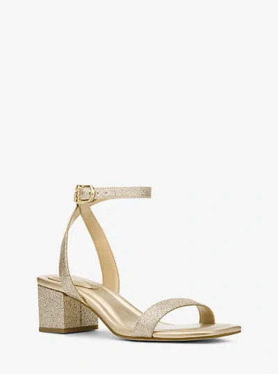 Michael Kors Merriam Glitter-embellished Leather Sandal In Gold