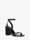 Michael Kors Merriam Leather Block Heel Sandal In Black