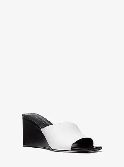 Michael Kors Merriam Leather Wedge Sandal In White