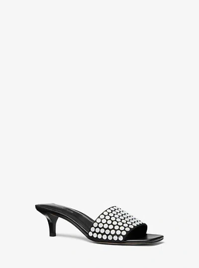 Michael Kors Merriam Studded Kitten Heel Sandal In Black