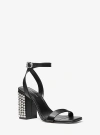 Michael Kors Merriam Studded Leather Block Heel Sandal In Black
