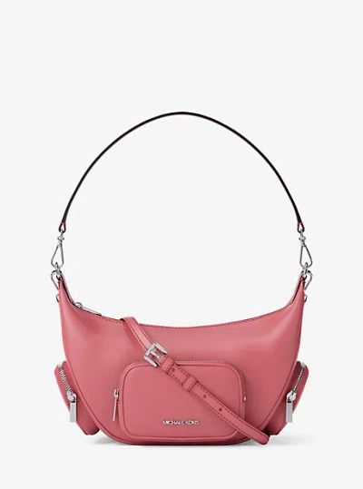 Michael Kors Merritt Medium Pebbled Leather Convertible Shoulder Bag In Pink