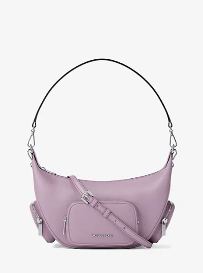 Michael Kors Merritt Medium Pebbled Leather Convertible Shoulder Bag In Purple