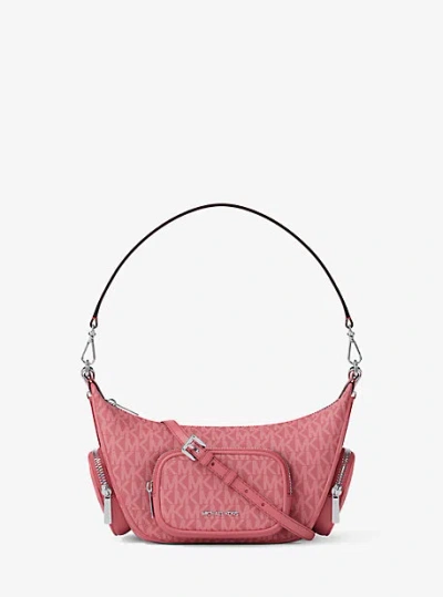 Michael Kors Merritt Small Signature Logo Convertible Shoulder Bag In Pink
