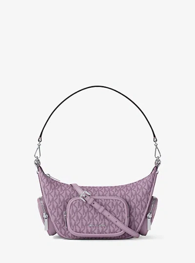 Michael Kors Merritt Small Signature Logo Convertible Shoulder Bag In Purple