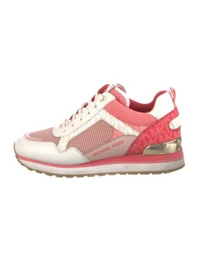 Pre-owned Michael Kors Mesh Colorblock Pattern Sneakers In Red