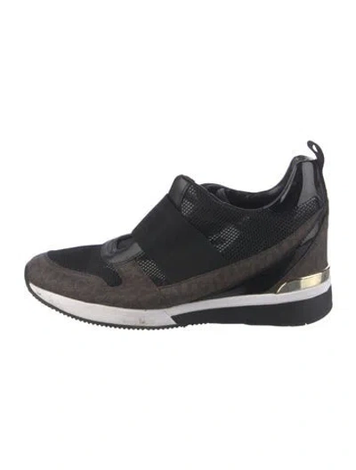 Pre-owned Michael Kors Mesh Graphic Print Chunky Sneakers In Black