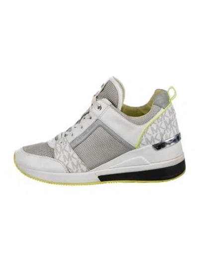 Pre-owned Michael Kors Mesh Printed Chunky Sneakers In White