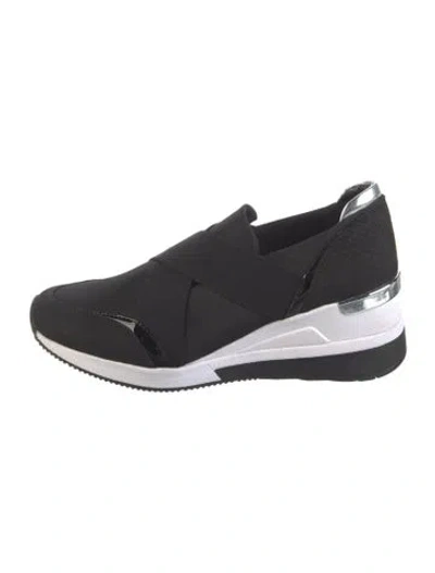 Pre-owned Michael Kors Mesh Wedge Sneakers In Black