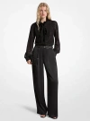 Michael Kors Metallic Clip Jacquard And Satin Tie-neck Jumpsuit In Black