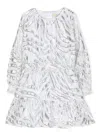 Michael Kors Metallic-effect Long-sleeved Dress In Grey