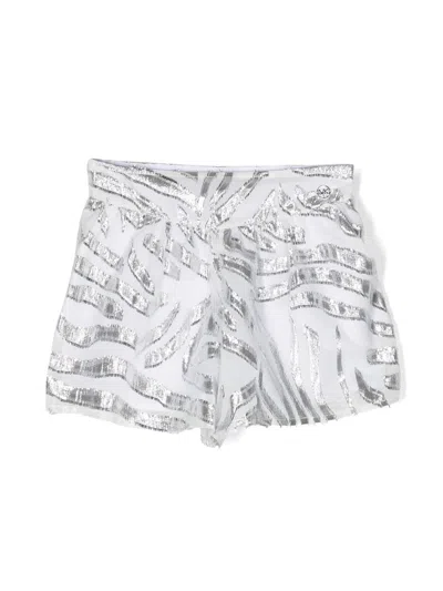 Michael Kors Kids' Metallic-effect Short Shorts In White