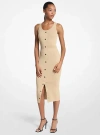 Michael Kors Metallic Knit Midi Tank Dress In Neutral