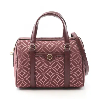 Pre-owned Michael Kors Metallic Leather Canvas Handbag Weekend Bag () In Multi