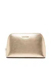 Michael Kors Metallic-leather Travel Pouch In Gold