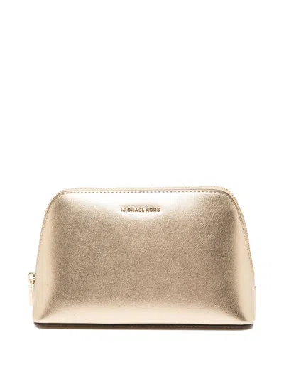 Michael Kors Metallic-leather Travel Pouch In Gold