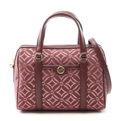 Michael Kors Metallic Logo Jacquard Crossbody Bag In Brown