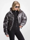 Michael Kors Metallic Nylon Ciré Puffer Jacket In Metallic