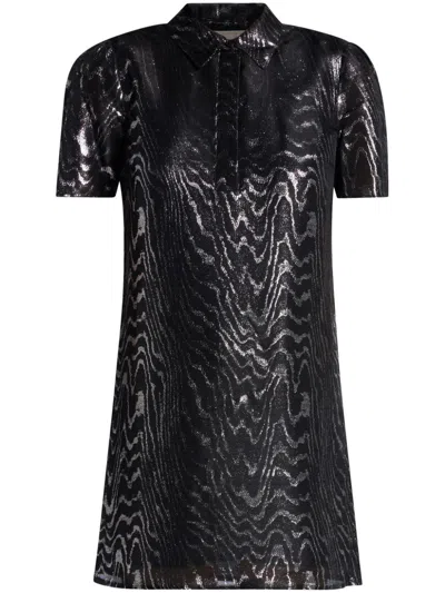 Michael Kors Metallic-pattern T-shirt Dress In Black