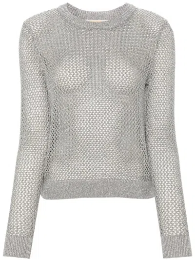 Michael Kors Metallic Sweater In Silver