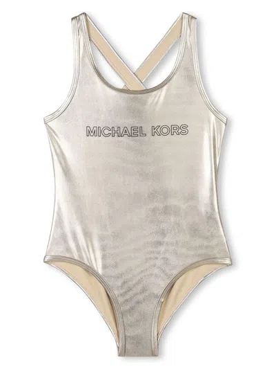 Michael Kors Kids' Metallic Swimsuit In Gold