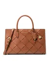 Michael Kors Scarlett Medium Woven Leather Satchel In Luggage