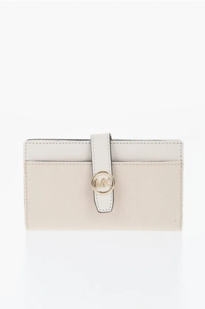 Michael Kors Michael Cotton Greenwich Wallet With Golden Effect Monogram In Purple