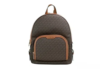 Michael Kors Jaycee Large Brown Signature Pvc Shoulder Backpack Bookbag