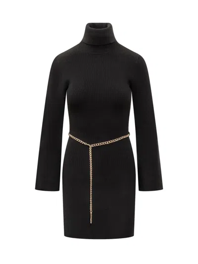 Michael Kors Knit Dress With Jeweled Belt In Black