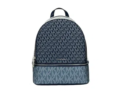 Michael Kors Rhea Medium Pvc Backpack Women's Bookbag In Blue