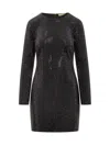 Michael Kors Rhinestone Ls Mini Dress In Black