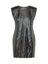 Michael Kors Short Dress In Silver Sequins In Black