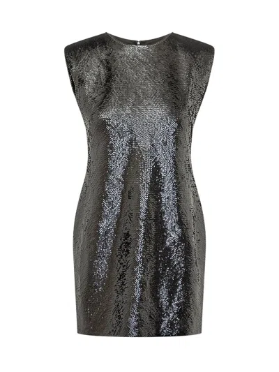 Michael Kors Short Dress In Silver Sequins In Black