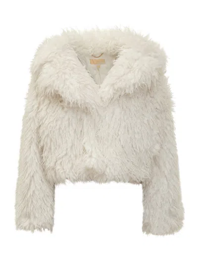 Michael Kors Short Eco Fur Coat White In Neutral