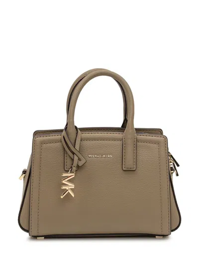 Michael Kors Small Satchel Bag In Taupe Leather In Sand